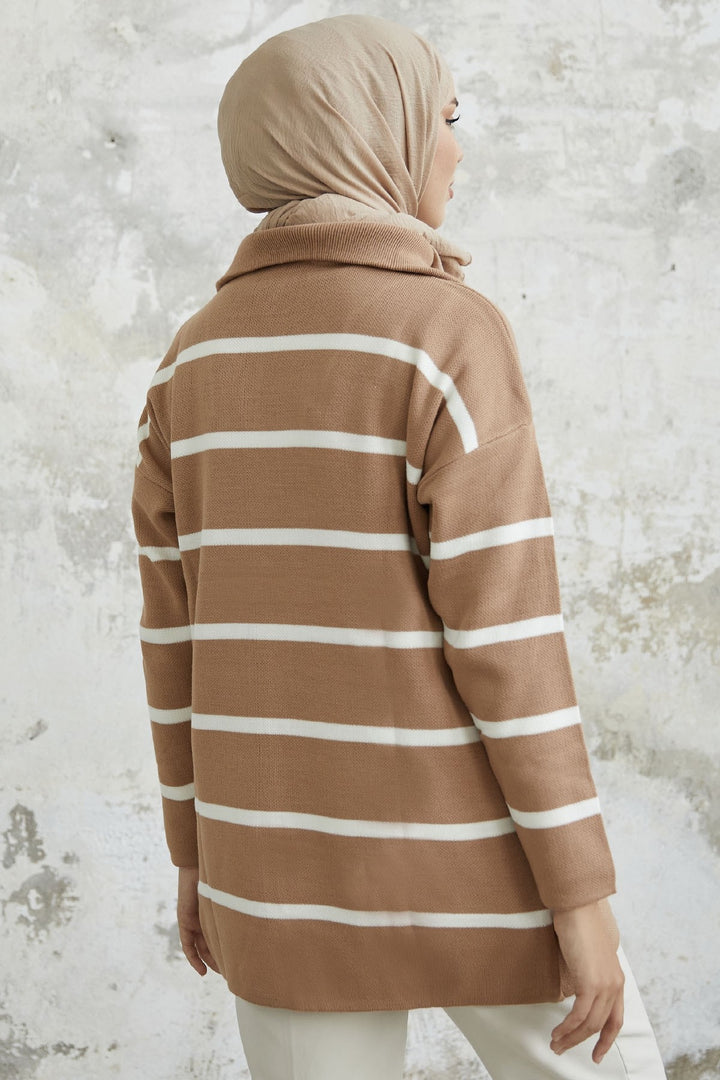 MDS Women Maroya Striped Knit Sweater - Camel - Pine Hills