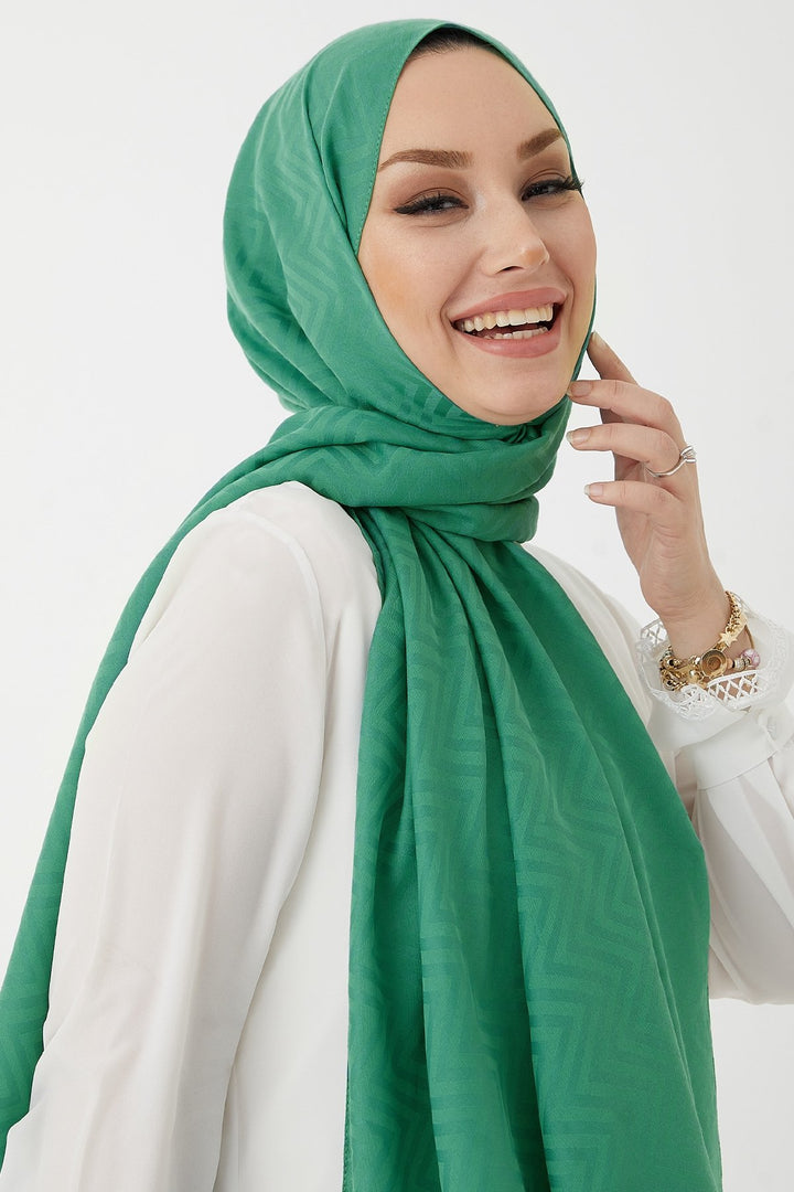 MDS Women Maiya Zigzag Cotton Jacquard Shawl - Turquoise - Zimapan