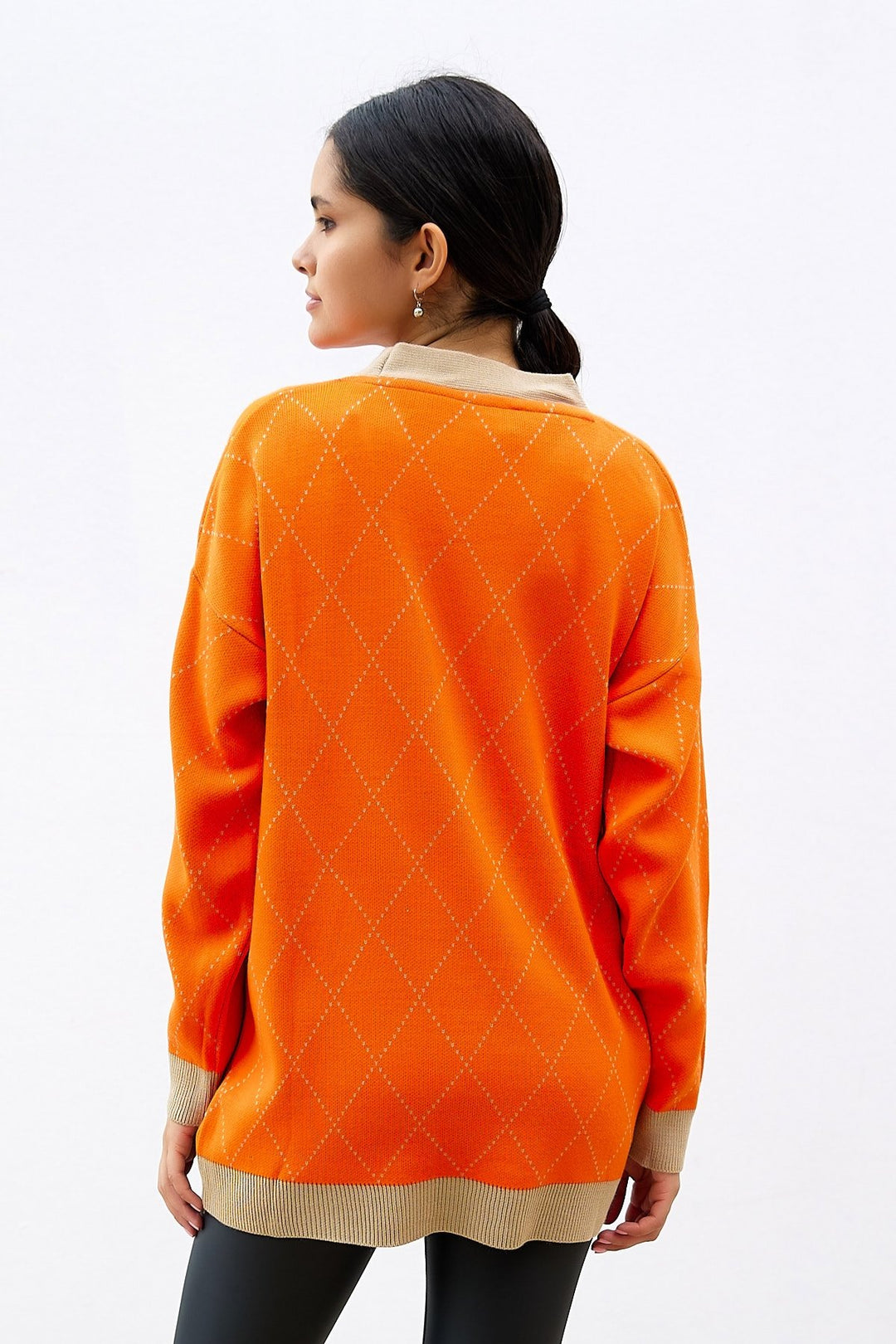 MDS Women Lovi Patterned Cardigan - Orange - Wedel