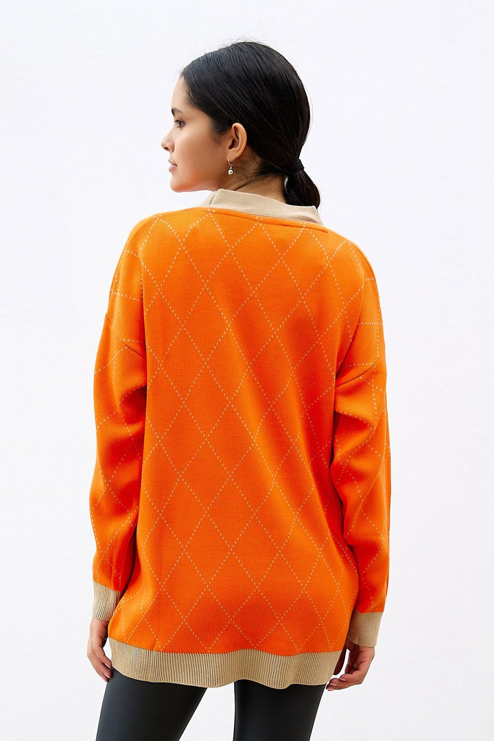 MDS Women Lovi Patterned Cardigan - Orange - Wedel