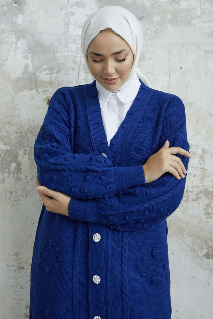 MDS Women Lomira Stone Button Detailed Cardigan - Navy - Santa María Huatulco