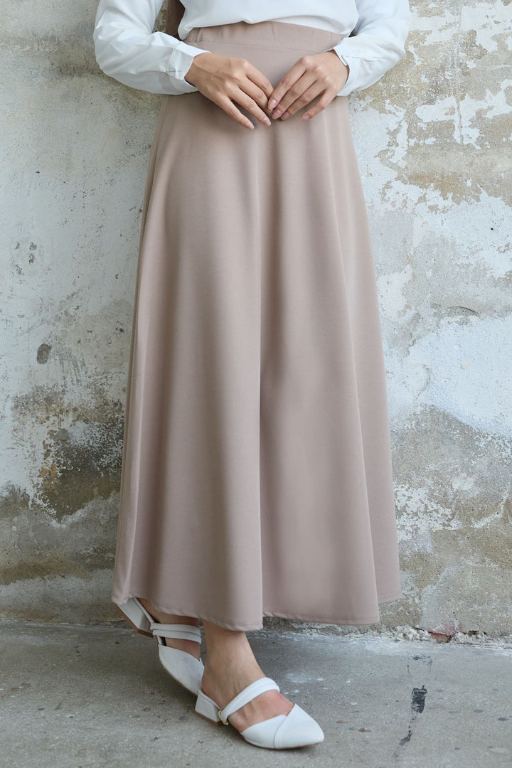 MDS Women Double Knit Fabric Skirt - Beige - Arcadia