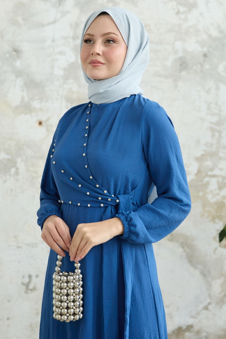 MDS Women Blue Robin Dress with Front Tie Detail - Saltillo