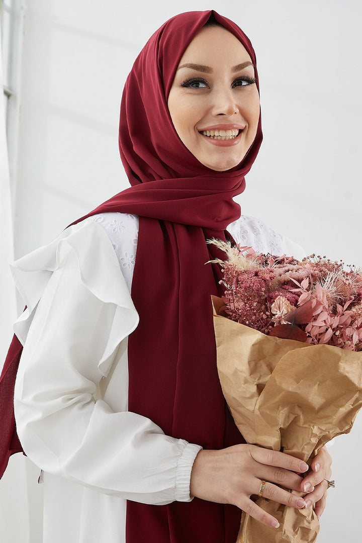 MDS Women Medina Silk Shawl - Burgundy - Spalding