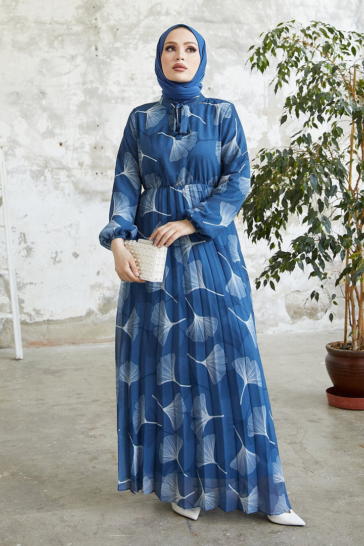 MDS Women Layla Patterned Chiffon Dress - Indigo - Gateshead