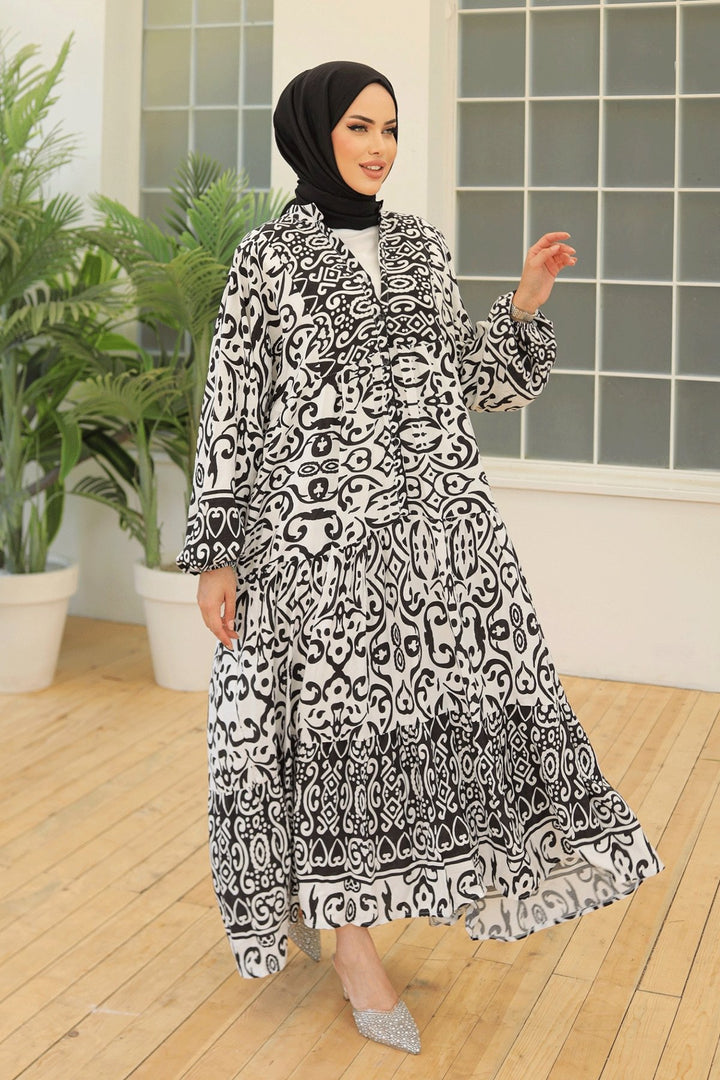 MDS Women Patterned Loose Ethnic Black Viscose Dress - Fort Smith