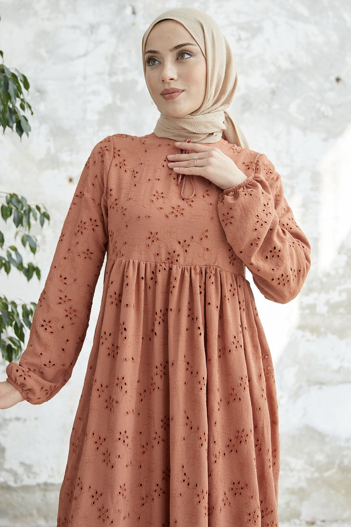MDS Women Tasseled Embroidered Dress - Terracotta - Plant City