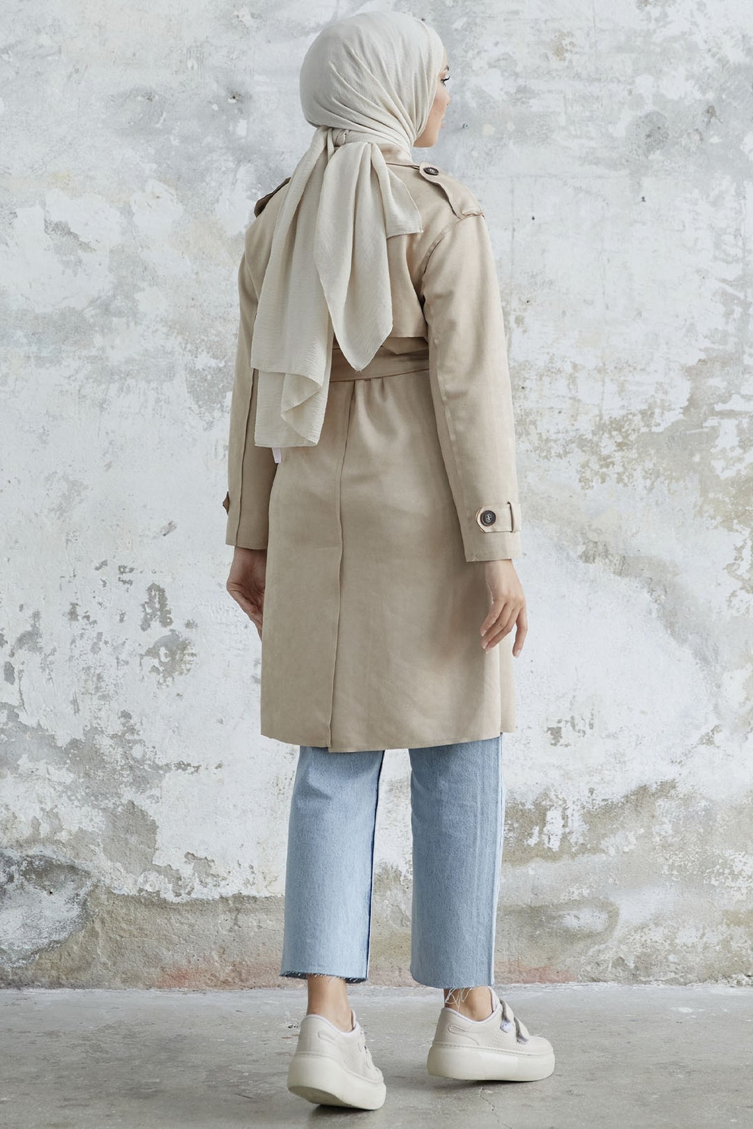 MDS Women Minka Belted Scuba Diving Trench Coat - Beige - Philadelphia