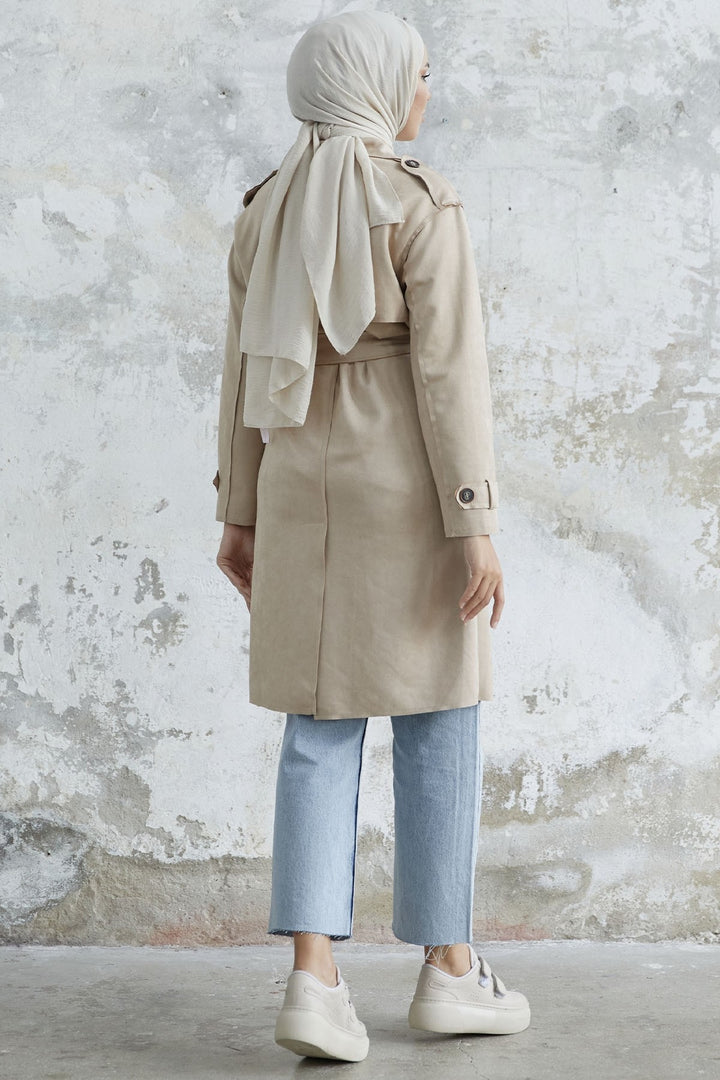 MDS Women Minka Belted Scuba Diving Trench Coat - Beige - Philadelphia
