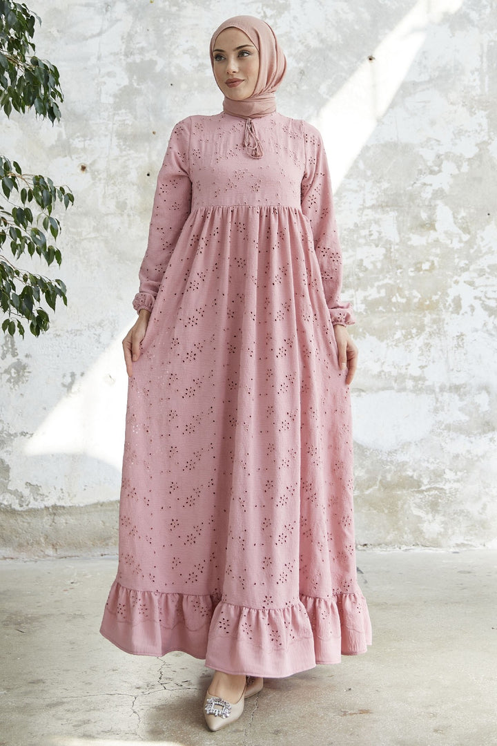 MDS Women Tasseled Embroidered Dress - Powder - Trieste
