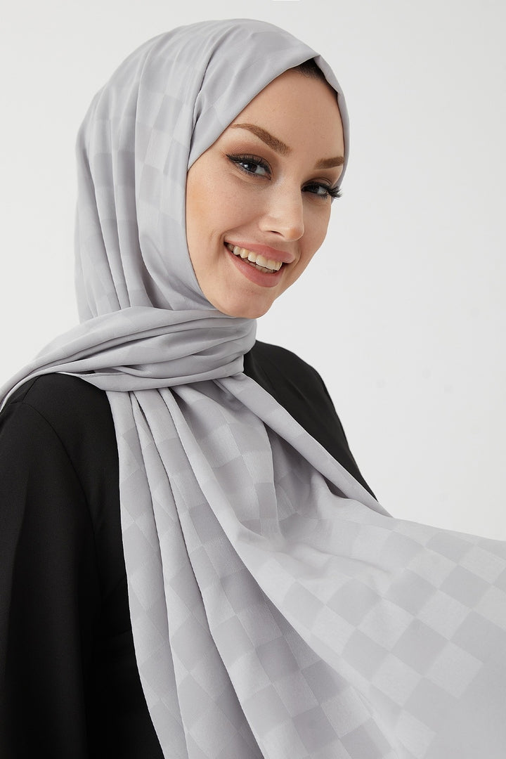 MDS Women Maura Lady Pattern Silky Jacquard Shawl - Gray - San Luis Río Colorado