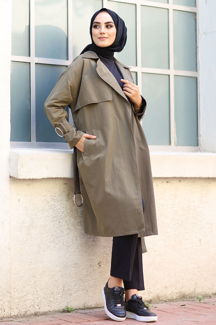 MDS Women Two-Tone Trench Coat - Khaki - Sandy Springs
