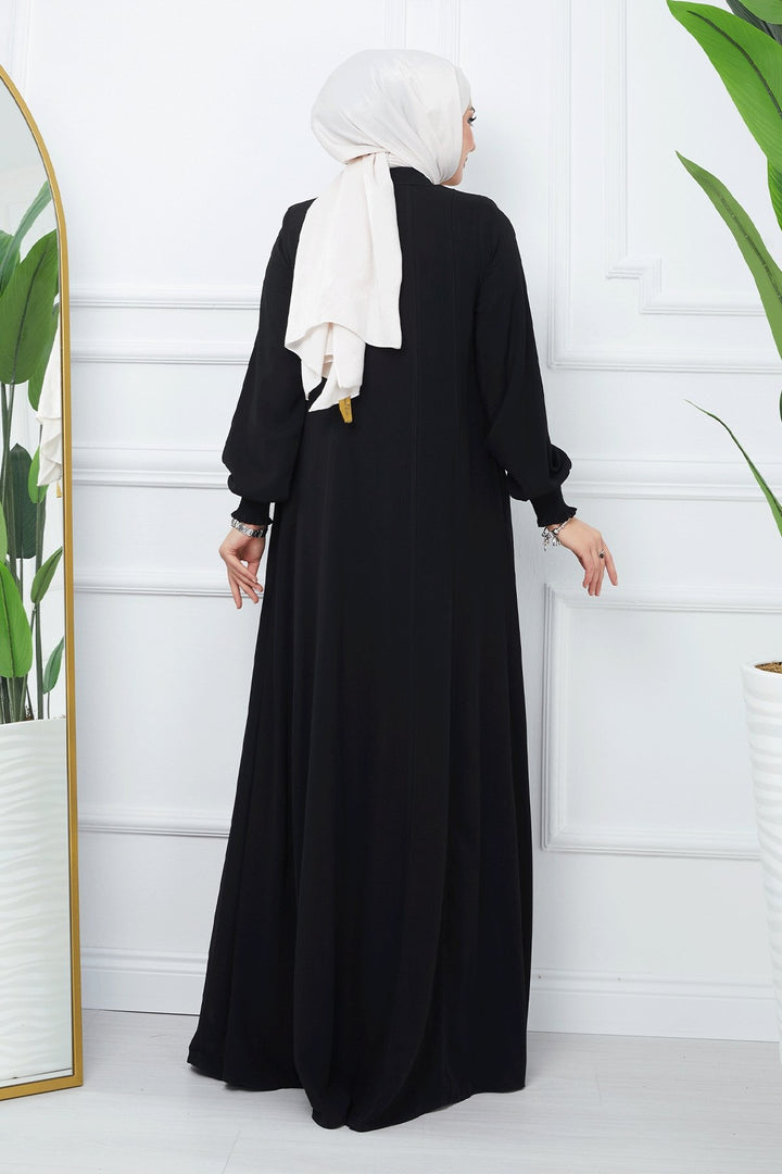 MDS Women Patchwork Mevlana Fabric Cloak - Black - Plauen
