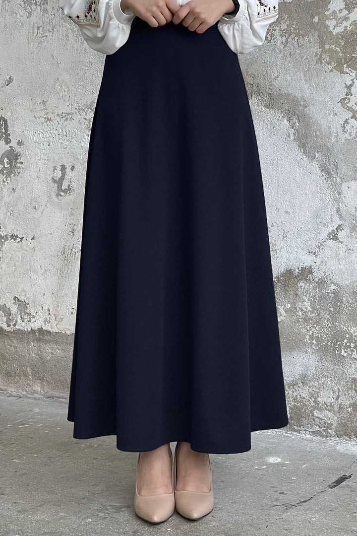 MDS Women Double Knit Fabric Skirt - Navy - Milan