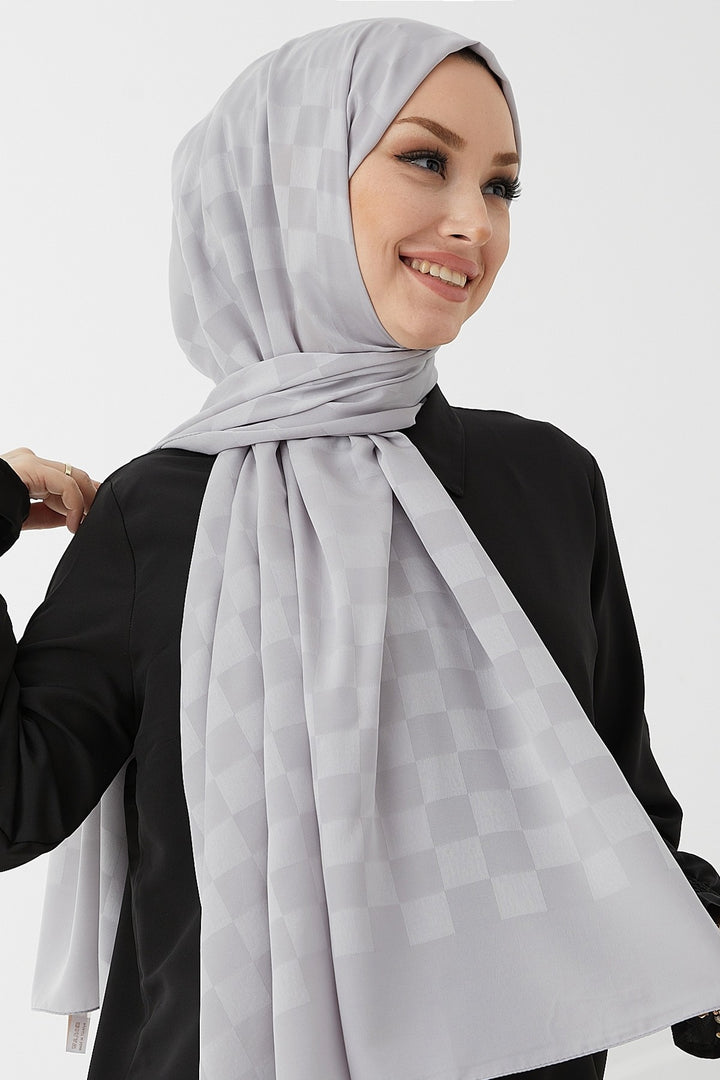 MDS Women Maura Lady Pattern Silky Jacquard Shawl - Gray - San Luis Río Colorado