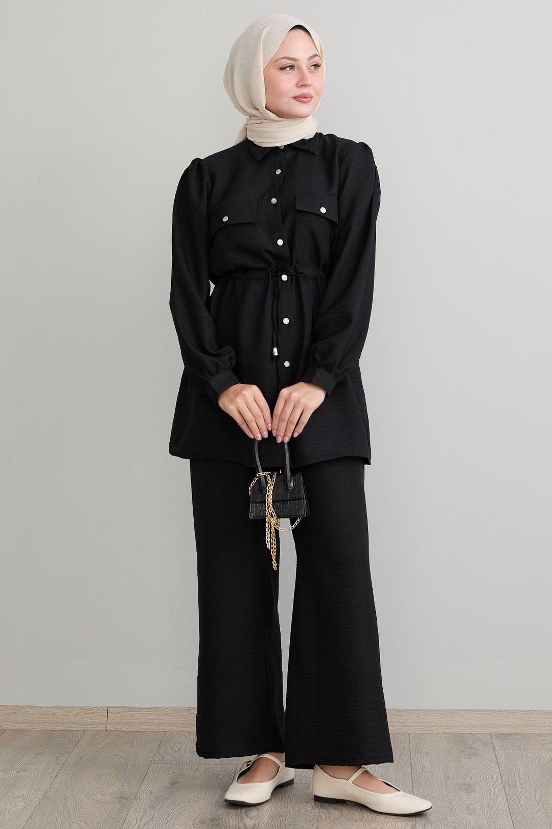 MDS Women Tunnel Arched Black Linen Suit - Beauvais