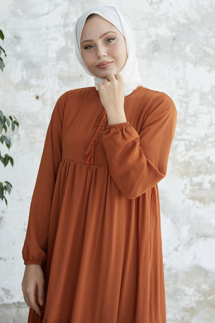 MDS Women Lace-Up Yoryo Chiffon Dress - Terracotta - Verviers