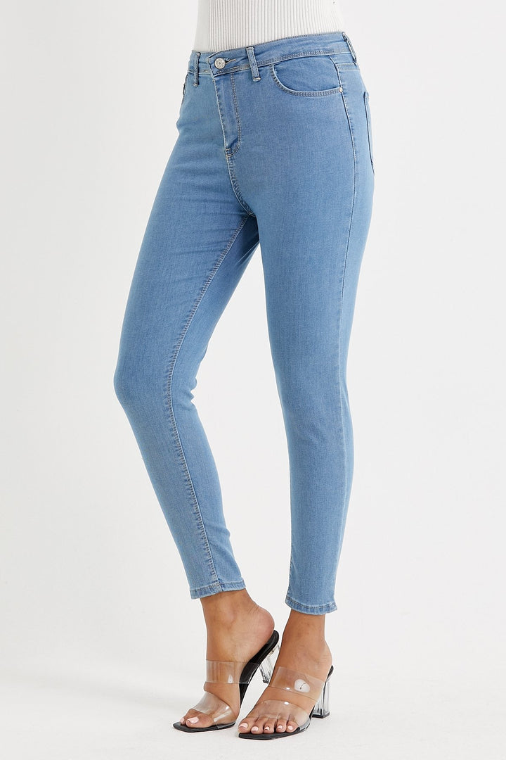 MDS Women Skinny Fit Stretch Denim Jeans - Light Blue - Smyrna