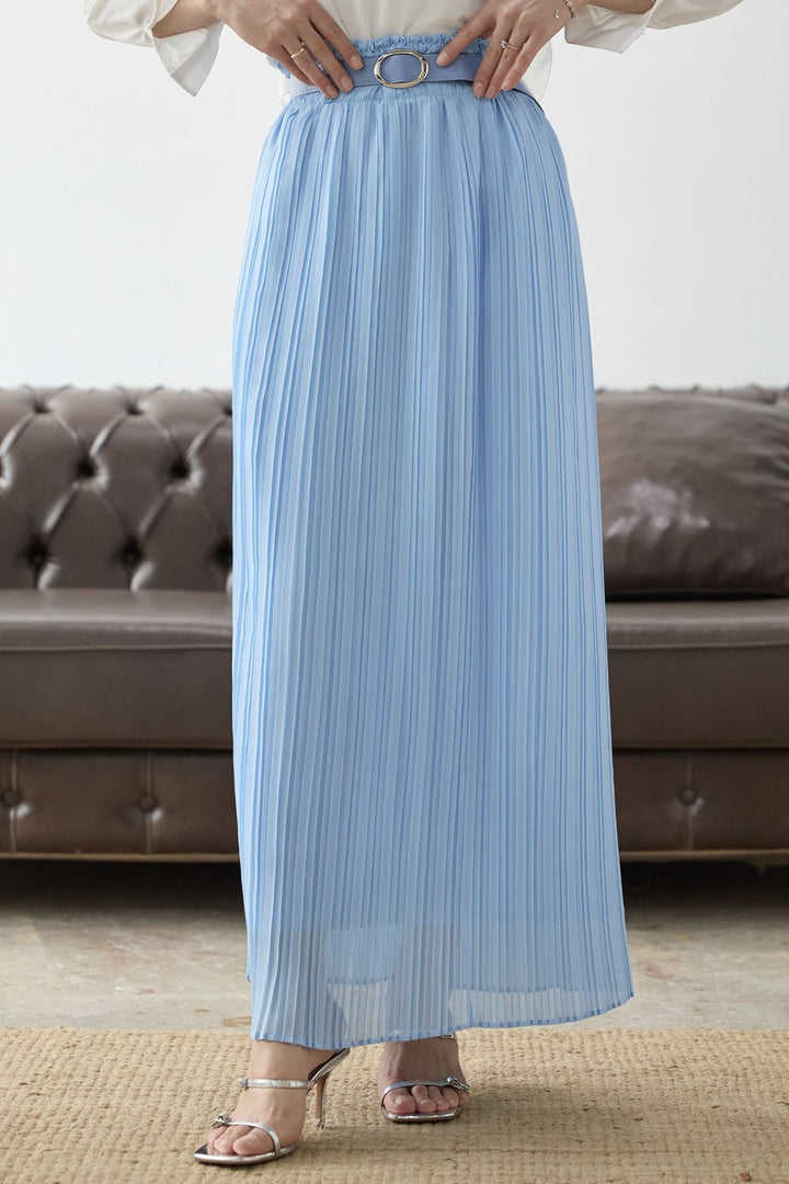 MDS Women Ruched Waist Chiffon Skirt - Baby Blue - Wolfenbüttel