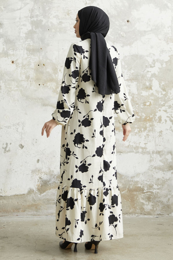 MDS Women Large Flower Pattern Dress - Black - Timişoara