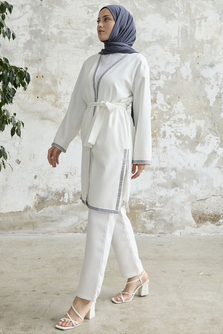 MDS Women Embroidered Patterned Kimono Set - White - Kawartha Lakes