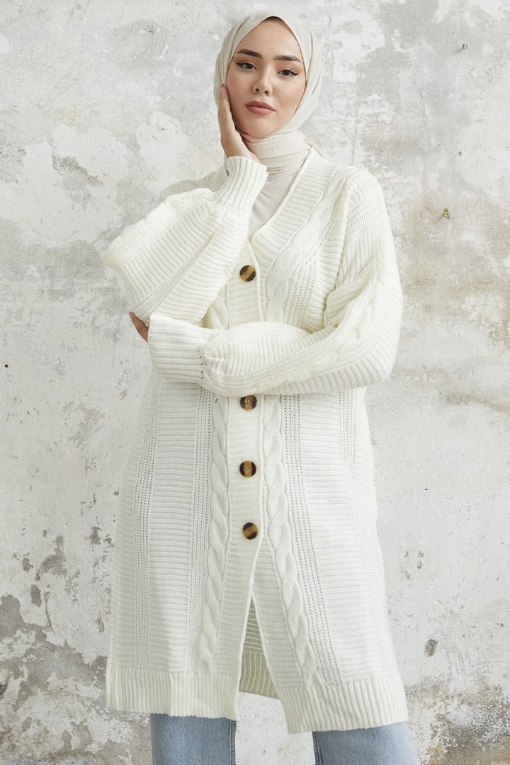 MDS Women Evia Buttoned Knit Cardigan - White - Lauderdale Lakes