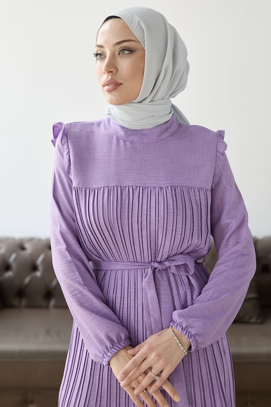 MDS Women Front Pleated Ruffle Detail Set - Lilac - Maspalomas
