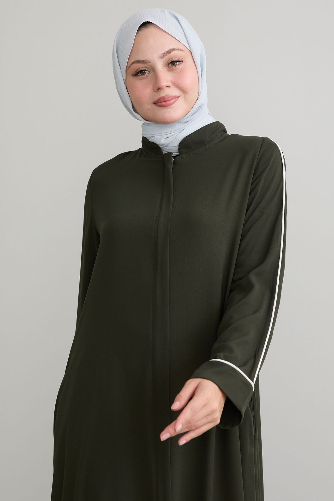 MDS Women Salvia Loose Sleeve Biye Patterned Khaki Ferace - Mankato