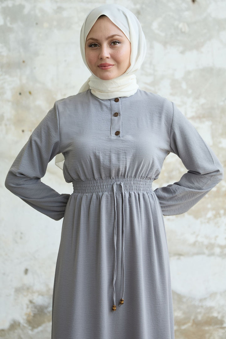 MDS Women Tena Belly Elastic Waist Dress - Gray - Palmdale