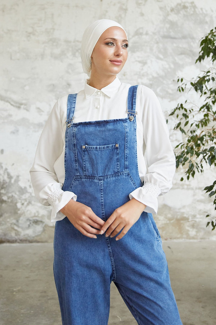 MDS Women Front Pocket Detailed Overalls - Blue - La Rochelle