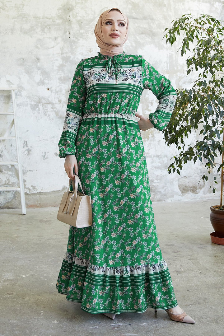 MDS Women Misa Striped Floral Jacquard Chiffon Dress - Green - Federal Way