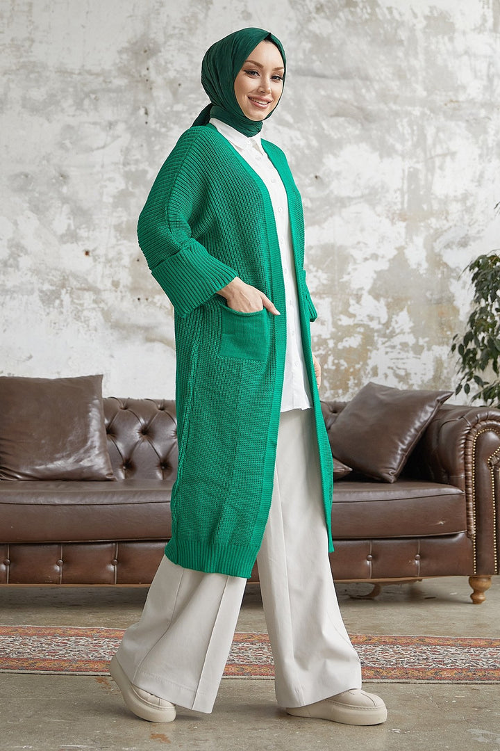 MDS Women Farah Soft Sleeve Cardigan - Green - Roman