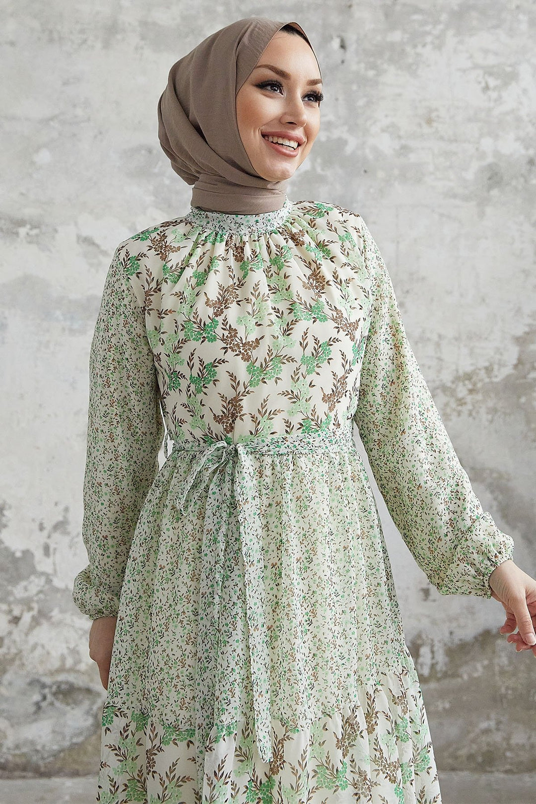 MDS Women Nessa Floral Belted Chiffon Dress - Green - Marcianise