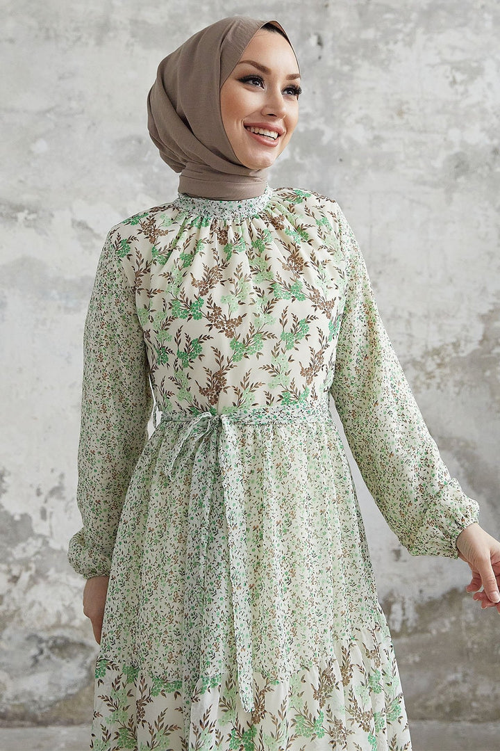 MDS Women Nessa Floral Belted Chiffon Dress - Green - Marcianise