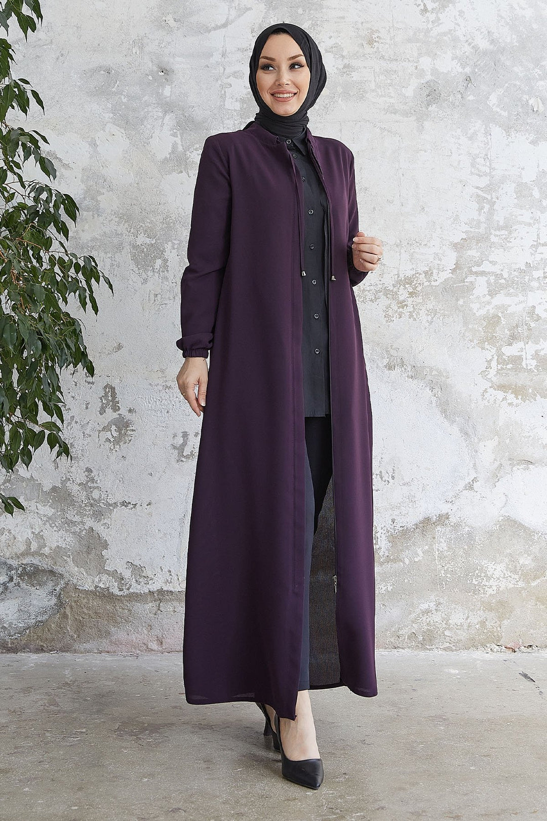MDS Women Tied Lace Hidden Snap Coat - Purple - Andover