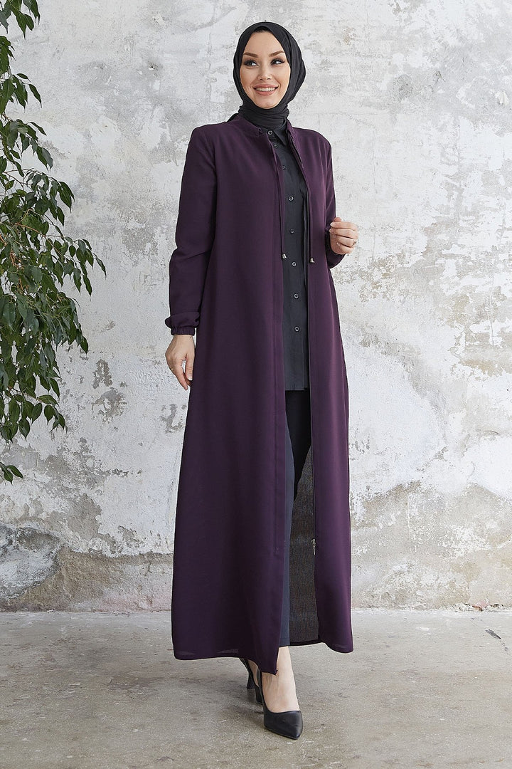 MDS Women Tied Lace Hidden Snap Coat - Purple - Andover