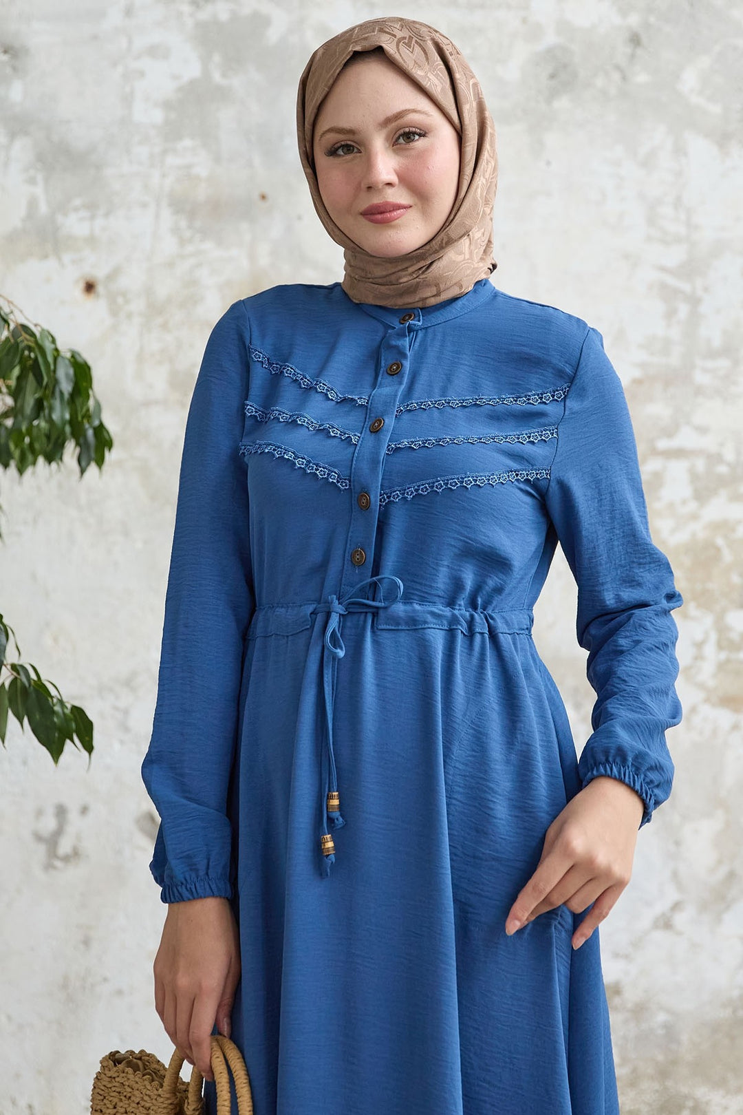 MDS Women Lace Detail Indigo Ayrobin Dress - Ajaccio
