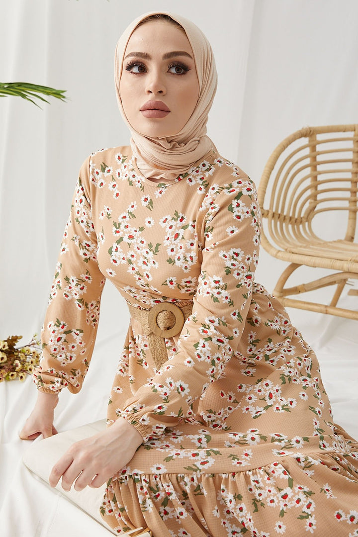 MDS Women Lesa Floral Straw Belted Dress - Beige - Greeley