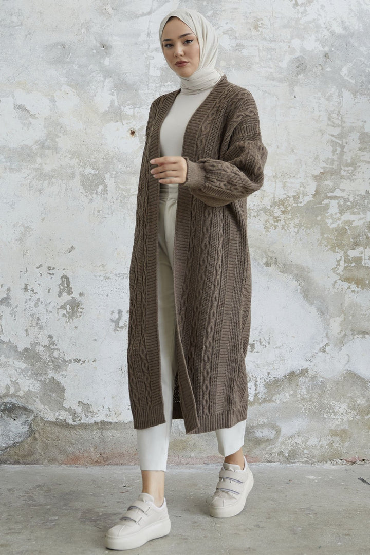 MDS Women Molly Chain Pattern Knit Cardigan - Milky Coffee - San Giorgio a Cremano