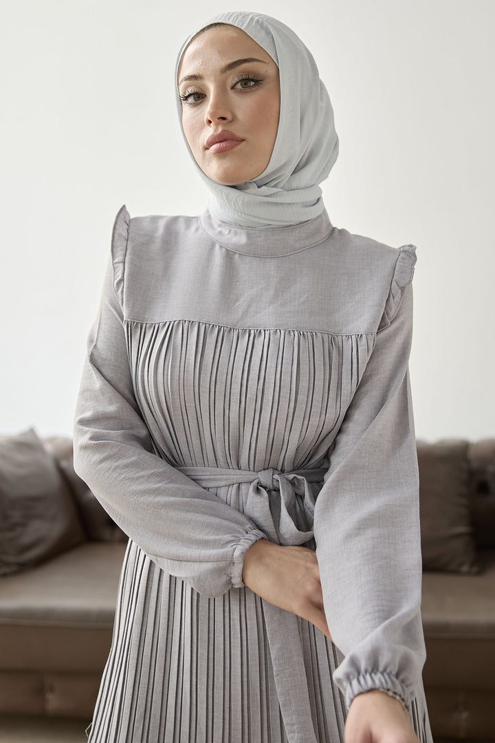 MDS Women Front Ruffled Frill Detail Set - Gray - Sagunto