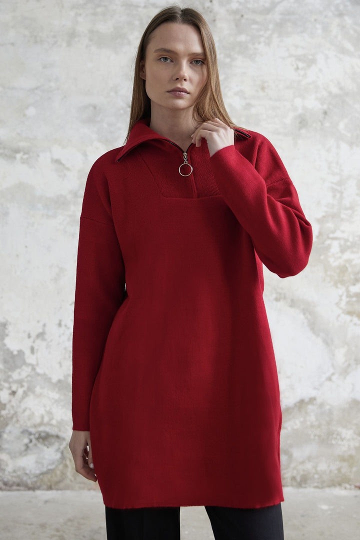 MDS Women Remy Zippered Sweater - Red - Fort Smith