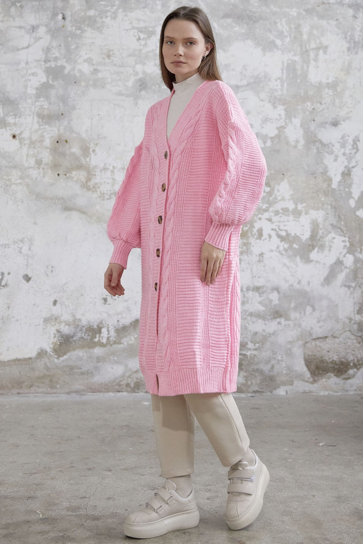 MDS Women Evia Buttoned Knit Cardigan - Pink - Charleston