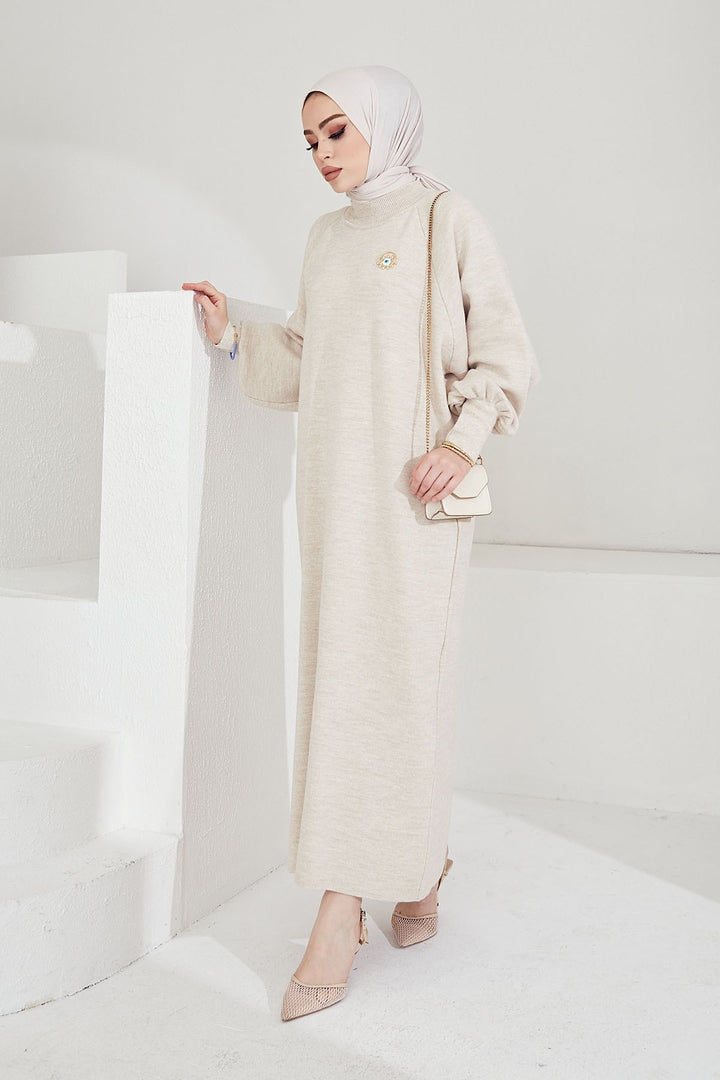 MDS Women Mina Balloon Sleeve Knit Dress - Ecru - Greifswald