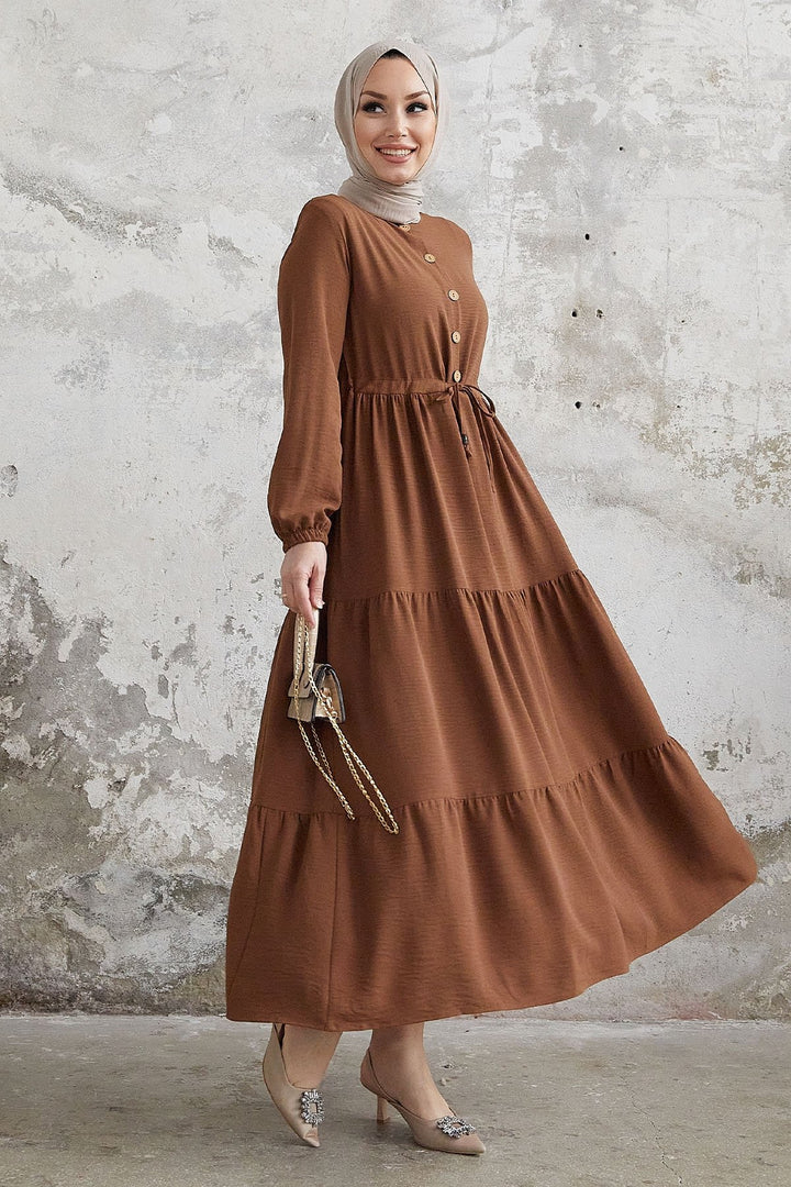 MDS Women Pamela Buttoned A-line Dress - Brown - Münster