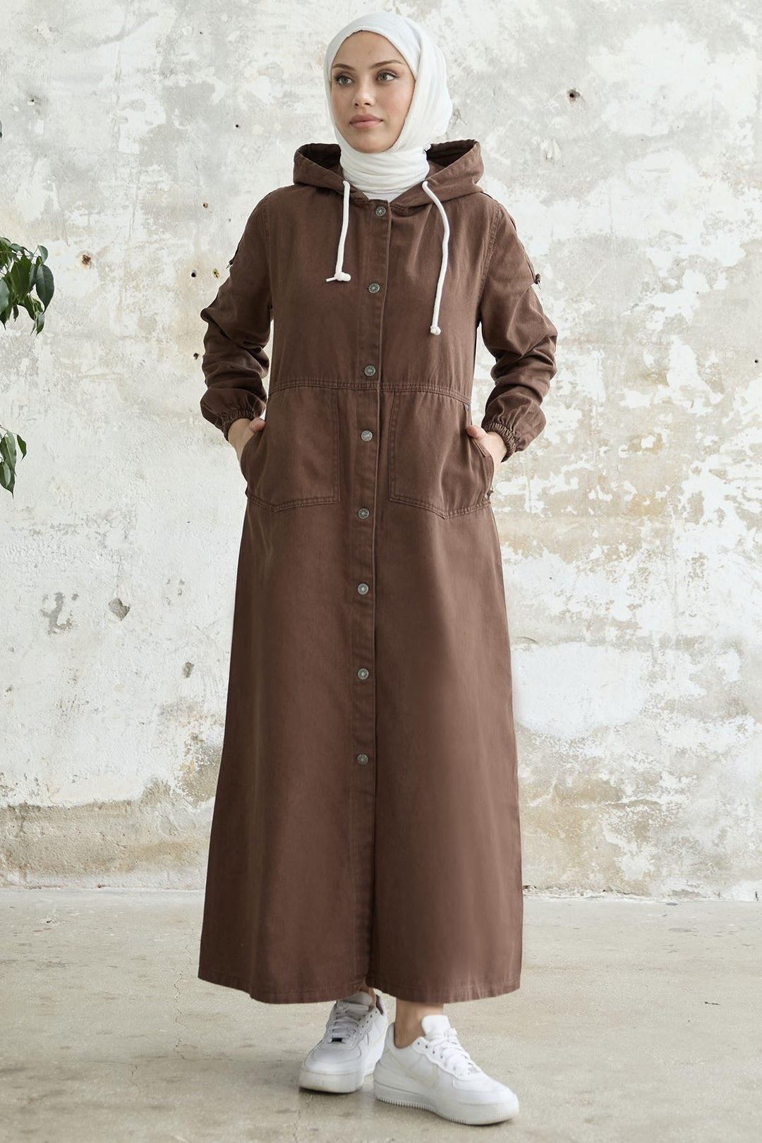 MDS Women Armored Pocket Gabardine Coat - Brown - Velbert