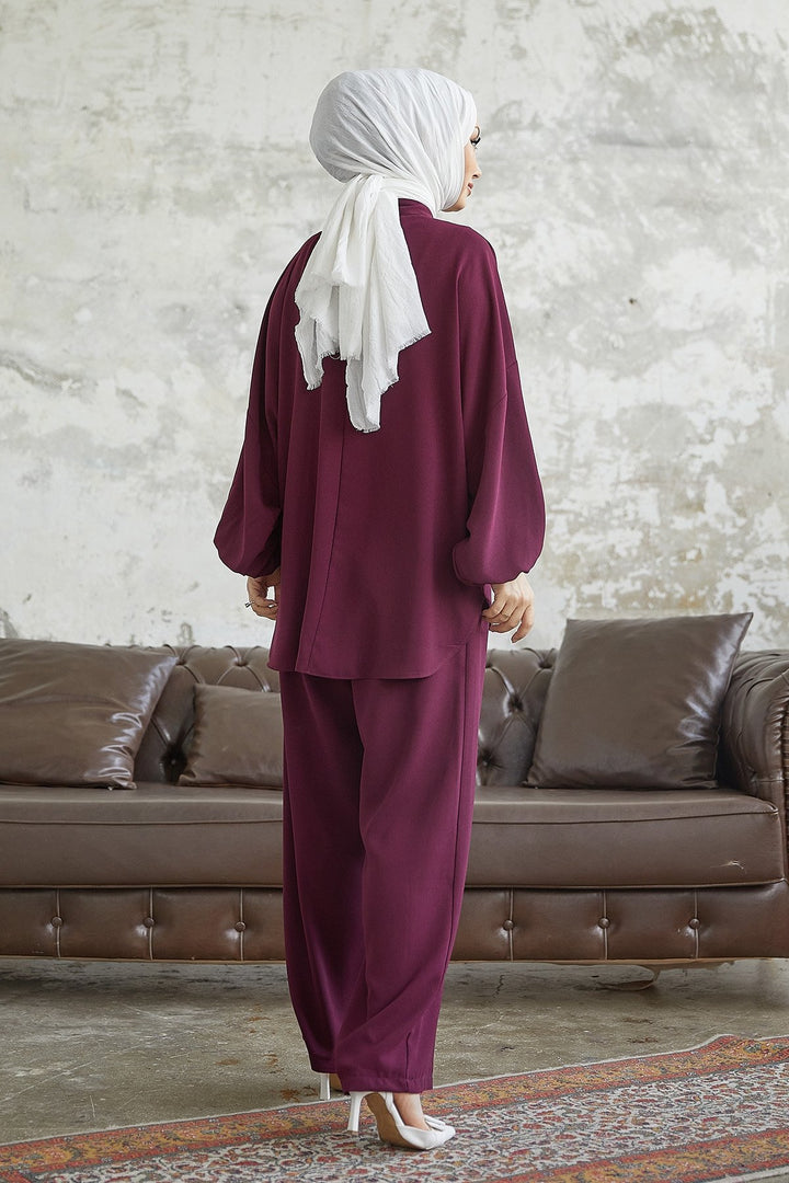 MDS Women Muno Balloon Sleeve Baggy Set - Burgundy - Tulancingo