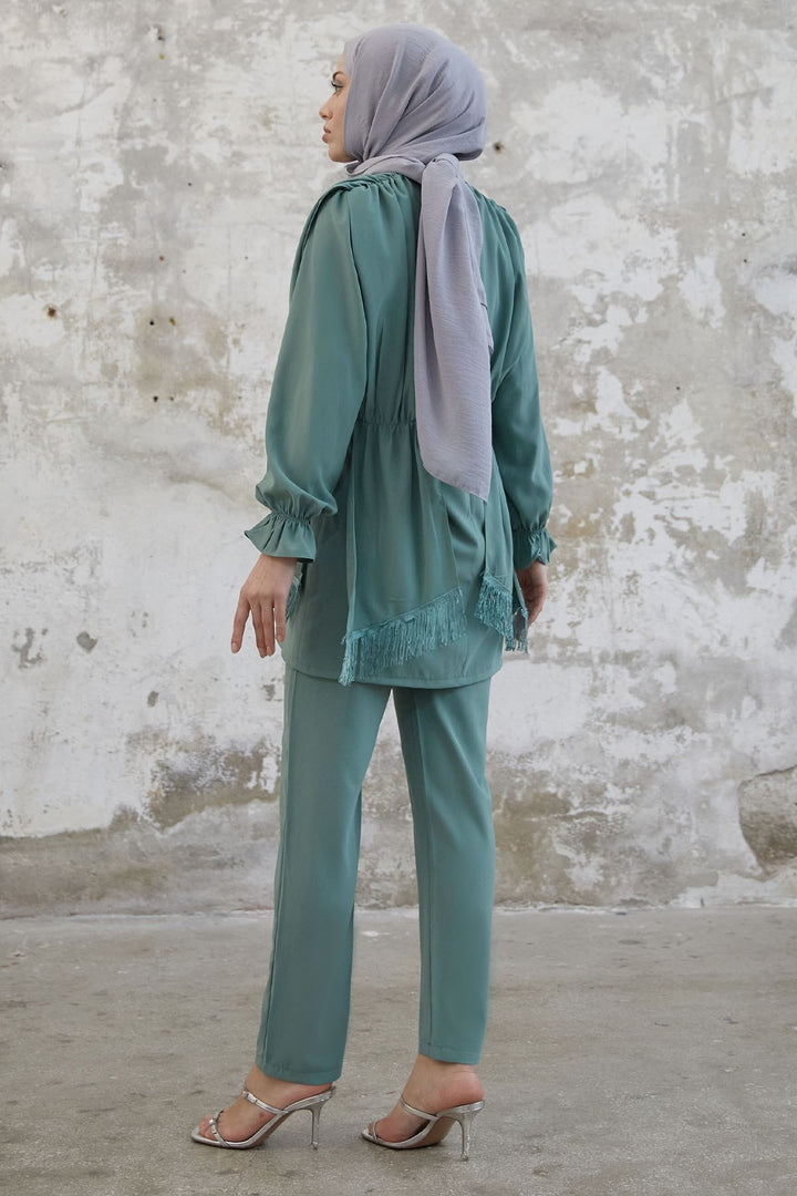 MDS Women Tassel Detail Stone Crepe Set - Mint - Prescott Valley