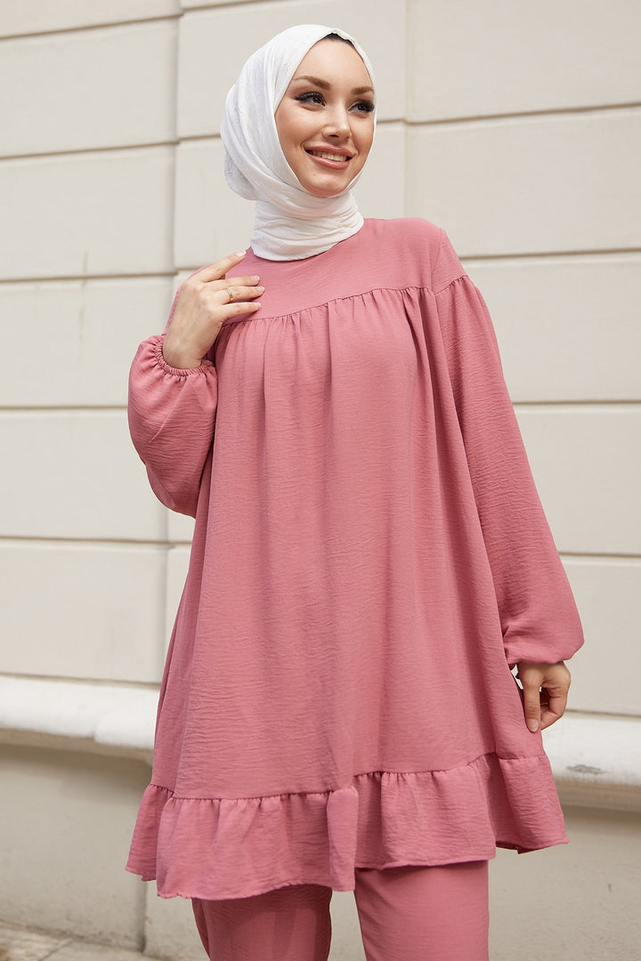 MDS Women Lively Ruffle Skirt Set - Pink - Lelystad