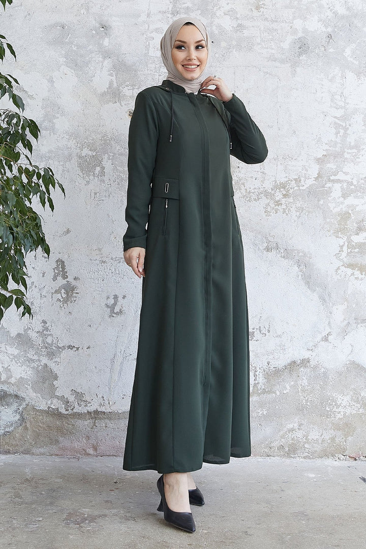 MDS Women Elena Beli Detail Hooded Abaya - Khaki - Jurupa Valley