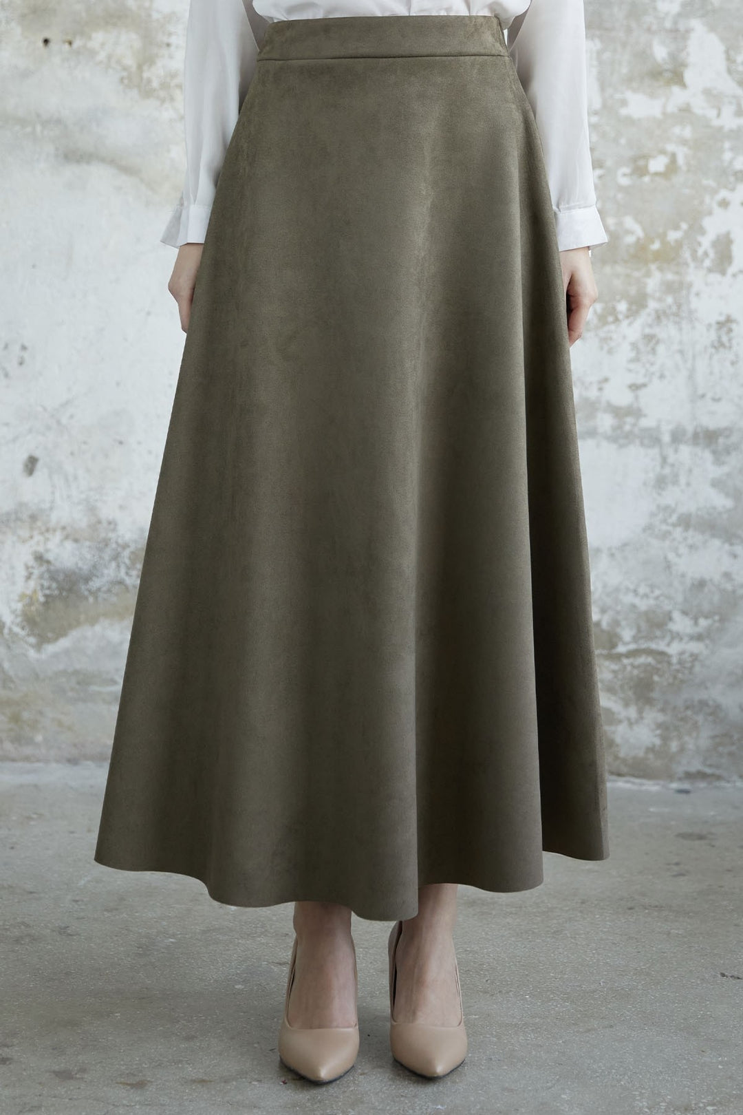 MDS Women Elisha Suede Skirt - Khaki - Oro Valley